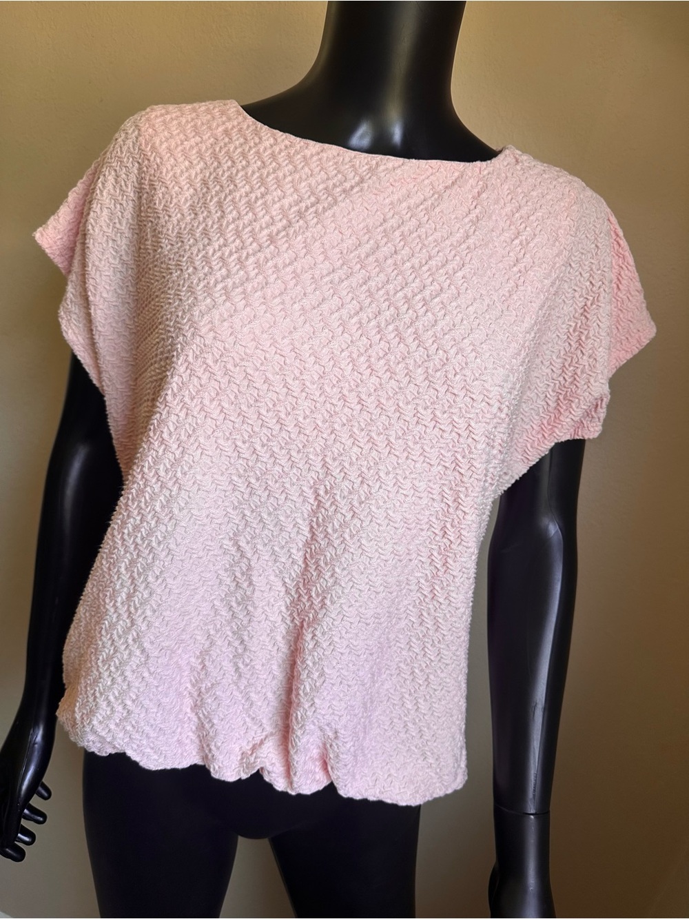 Chenault Light Pink Textured Short Sleeve Top